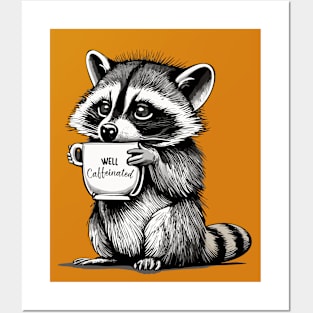 Caffeine raccoon Posters and Art